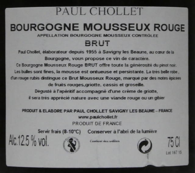 Bourgogen Mousseux Rouge Paul Chollet